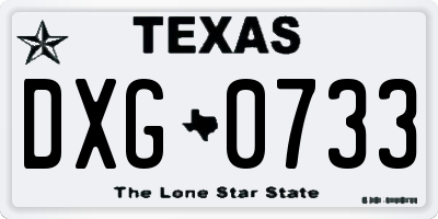 TX license plate DXG0733