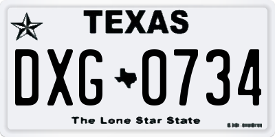 TX license plate DXG0734