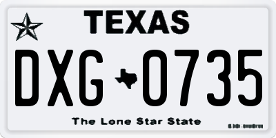 TX license plate DXG0735