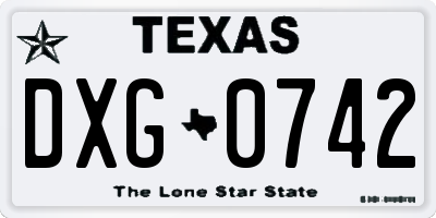 TX license plate DXG0742