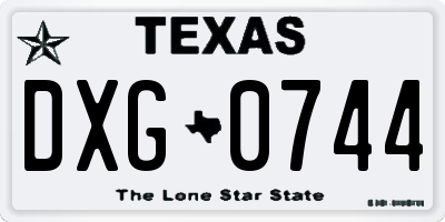 TX license plate DXG0744