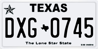 TX license plate DXG0745