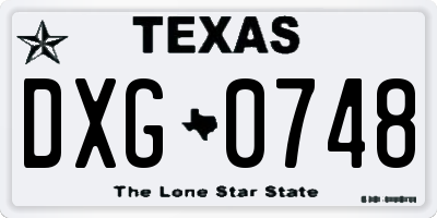TX license plate DXG0748