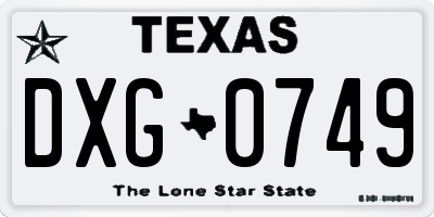 TX license plate DXG0749