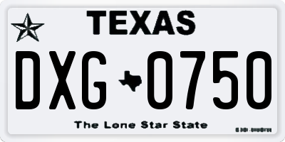 TX license plate DXG0750