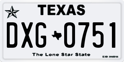 TX license plate DXG0751