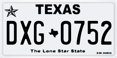 TX license plate DXG0752