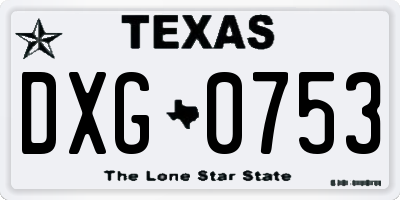 TX license plate DXG0753