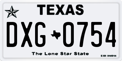 TX license plate DXG0754