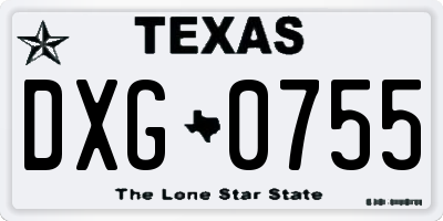 TX license plate DXG0755