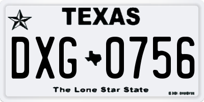 TX license plate DXG0756