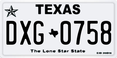 TX license plate DXG0758