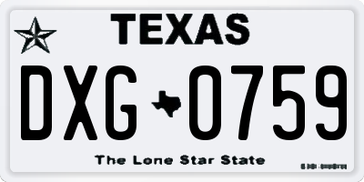 TX license plate DXG0759