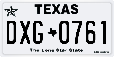 TX license plate DXG0761
