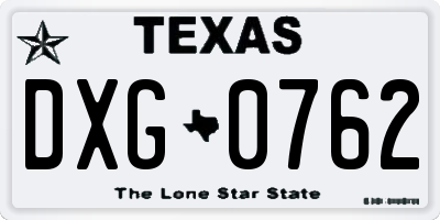 TX license plate DXG0762