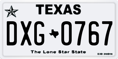 TX license plate DXG0767