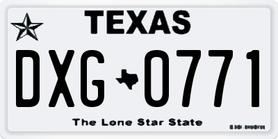 TX license plate DXG0771