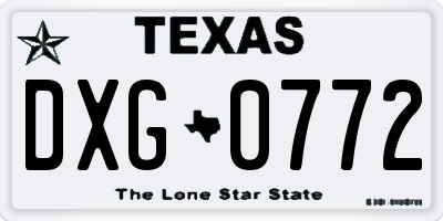 TX license plate DXG0772