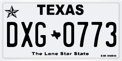 TX license plate DXG0773