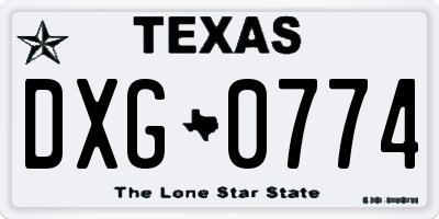 TX license plate DXG0774