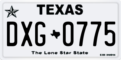 TX license plate DXG0775
