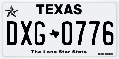 TX license plate DXG0776