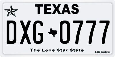 TX license plate DXG0777