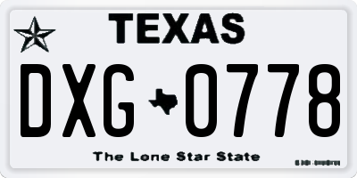 TX license plate DXG0778