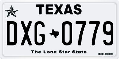 TX license plate DXG0779