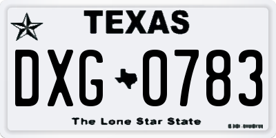 TX license plate DXG0783