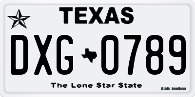 TX license plate DXG0789