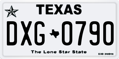 TX license plate DXG0790