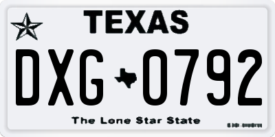 TX license plate DXG0792