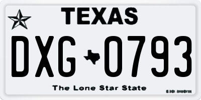 TX license plate DXG0793