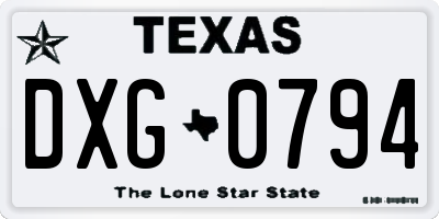 TX license plate DXG0794