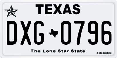 TX license plate DXG0796