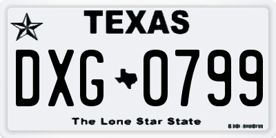 TX license plate DXG0799