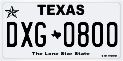 TX license plate DXG0800