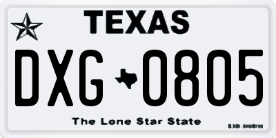 TX license plate DXG0805