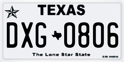 TX license plate DXG0806