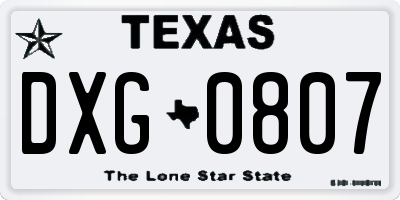 TX license plate DXG0807