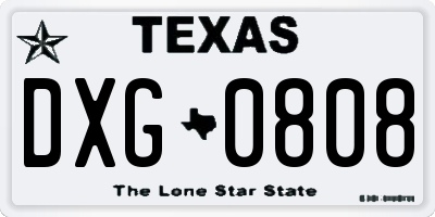 TX license plate DXG0808