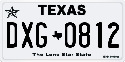 TX license plate DXG0812