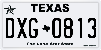 TX license plate DXG0813