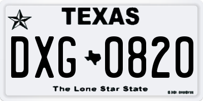 TX license plate DXG0820
