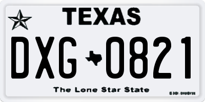 TX license plate DXG0821