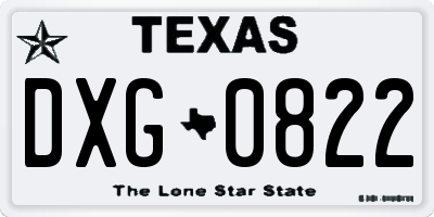 TX license plate DXG0822
