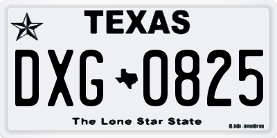 TX license plate DXG0825