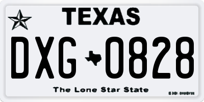 TX license plate DXG0828