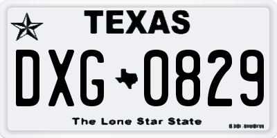 TX license plate DXG0829